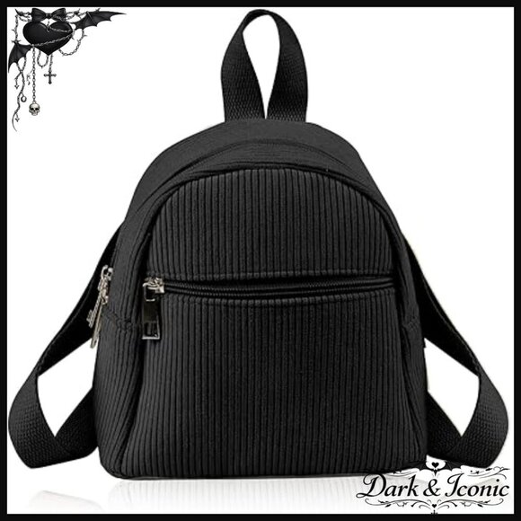 Corduroy Mini Backpack for Women, Adjustable Straps, Two Compartments main image 4